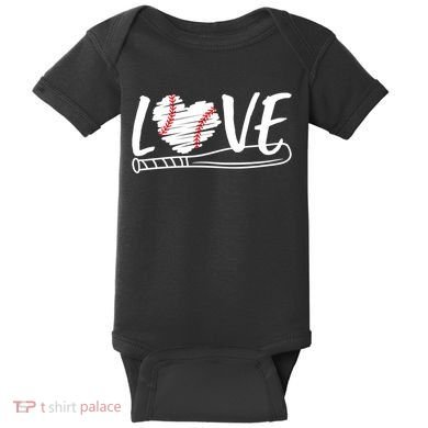 Baseball Love Heart Summer Sport Baby Bodysuit