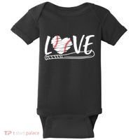 Baseball Love Heart Summer Sport Baby Bodysuit thumb 0