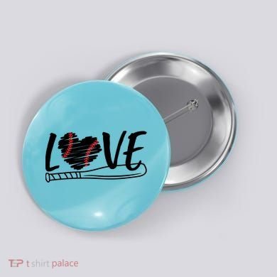 Baseball Love Heart Summer Sport Button