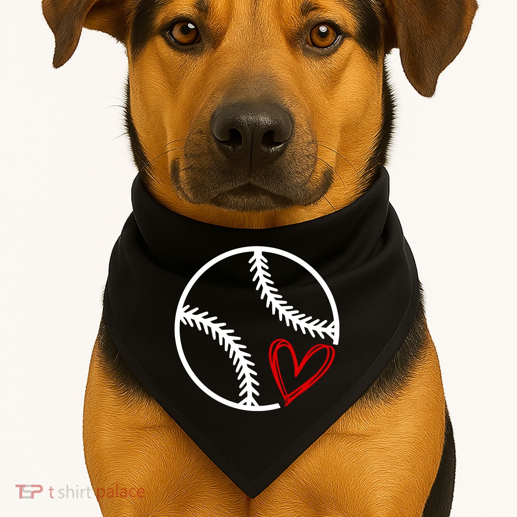 Baseball Lovers Heart USA-Made Doggie Bandana