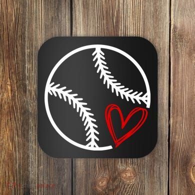 Baseball Lovers Heart Coaster