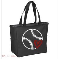 Baseball Lovers Heart Tote Bag thumb 2