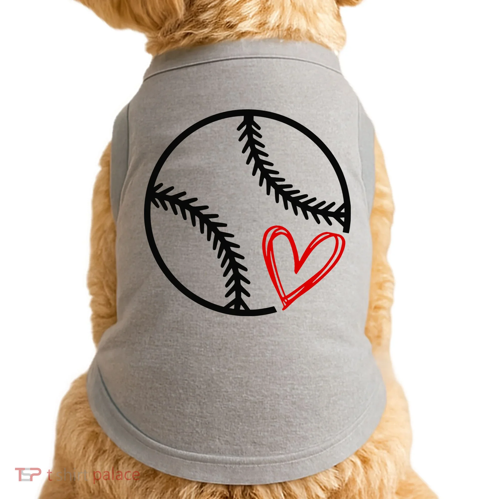Baseball Lovers Heart Doggie Tank