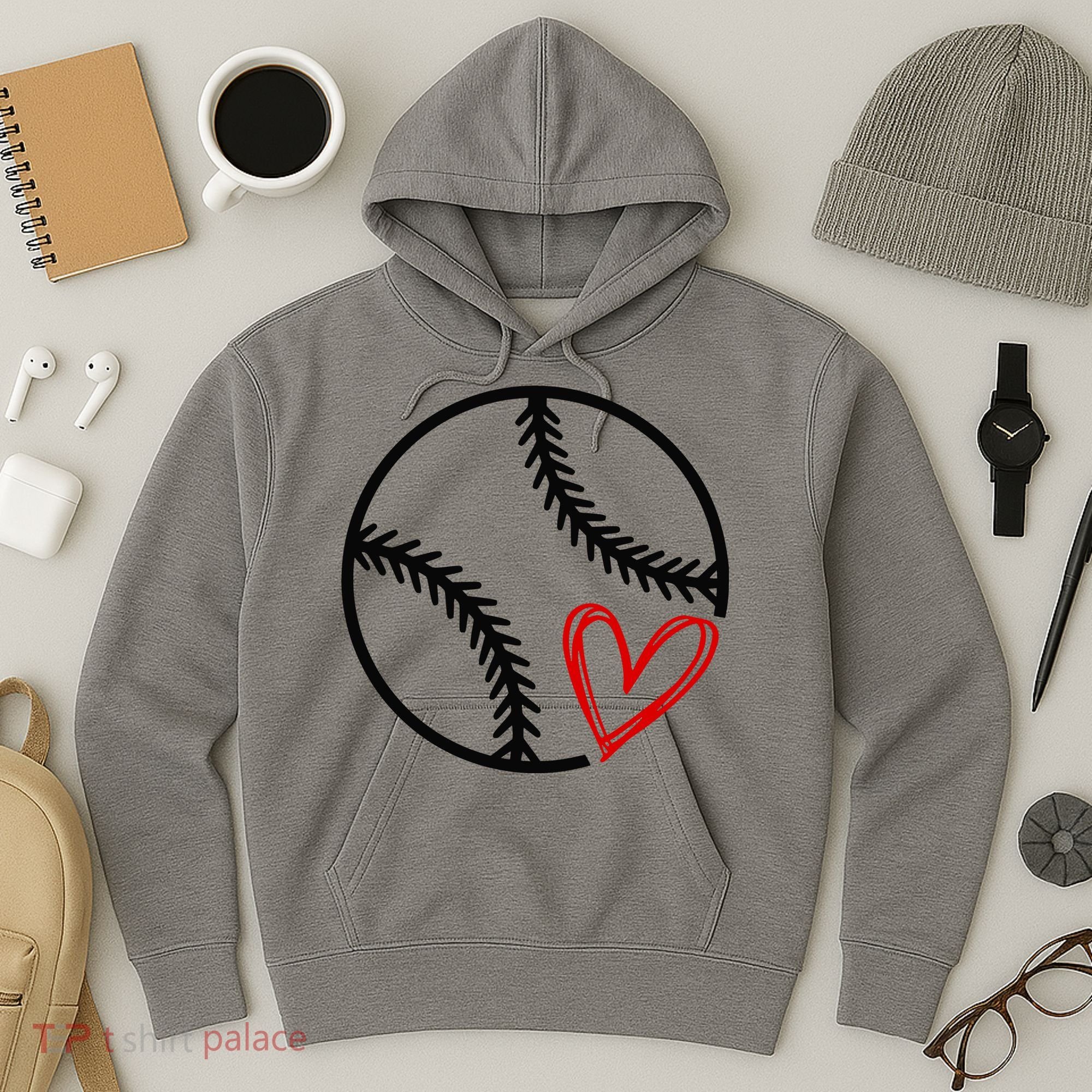 Baseball Lovers Heart Hoodie