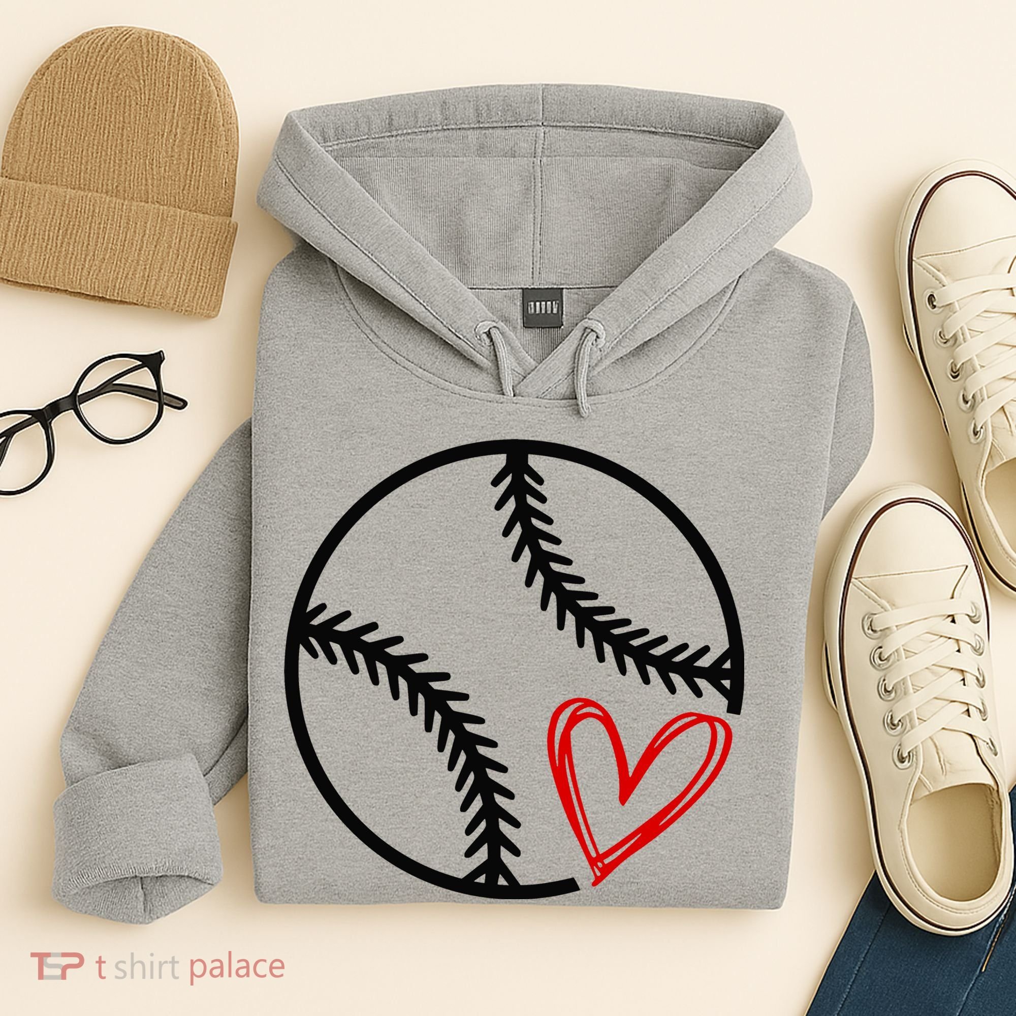 Baseball Lovers Heart Hoodie