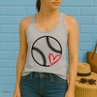 Baseball Lovers Heart Women's Tank Top thumb 2