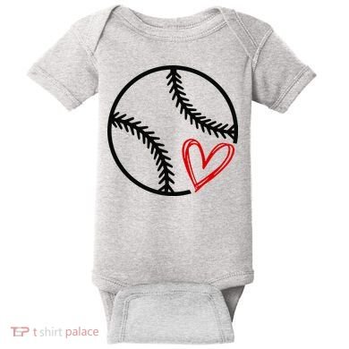 Baseball Lovers Heart Baby Bodysuit