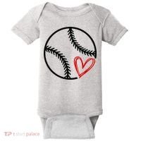 Baseball Lovers Heart Baby Bodysuit thumb 0