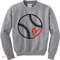 Baseball Lovers Heart Kids Sweatshirt thumb 0