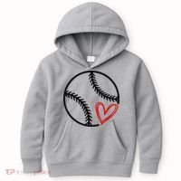 Baseball Lovers Heart Kids Hoodie thumb 0