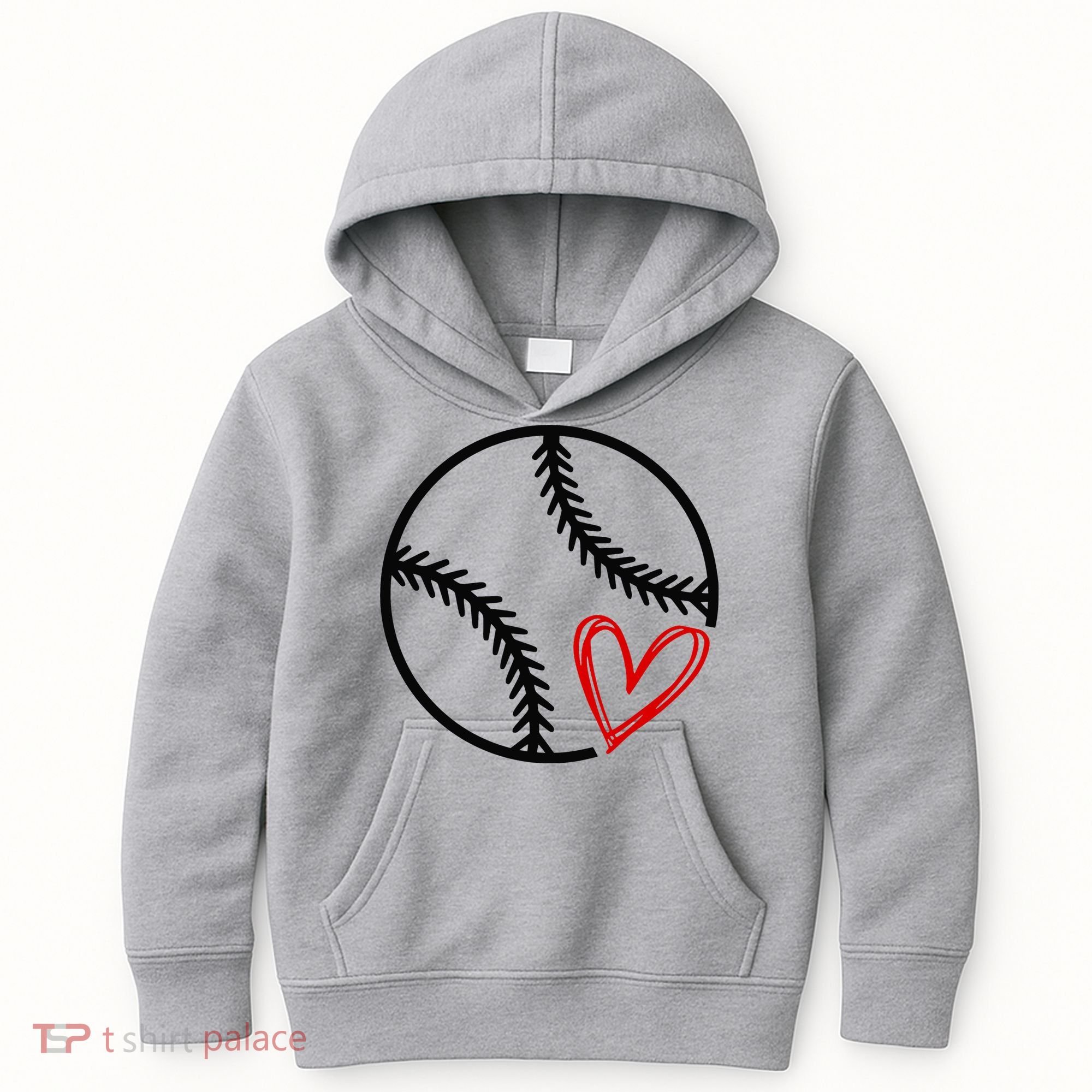 Baseball Lovers Heart Kids Hoodie