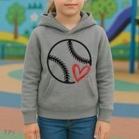 Baseball Lovers Heart Kids Hoodie thumb 3