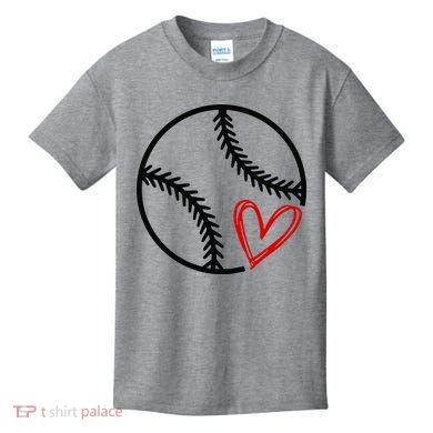 Baseball Lovers Heart Kids T-Shirt