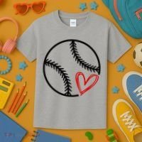 Baseball Lovers Heart Kids T-Shirt thumb 3