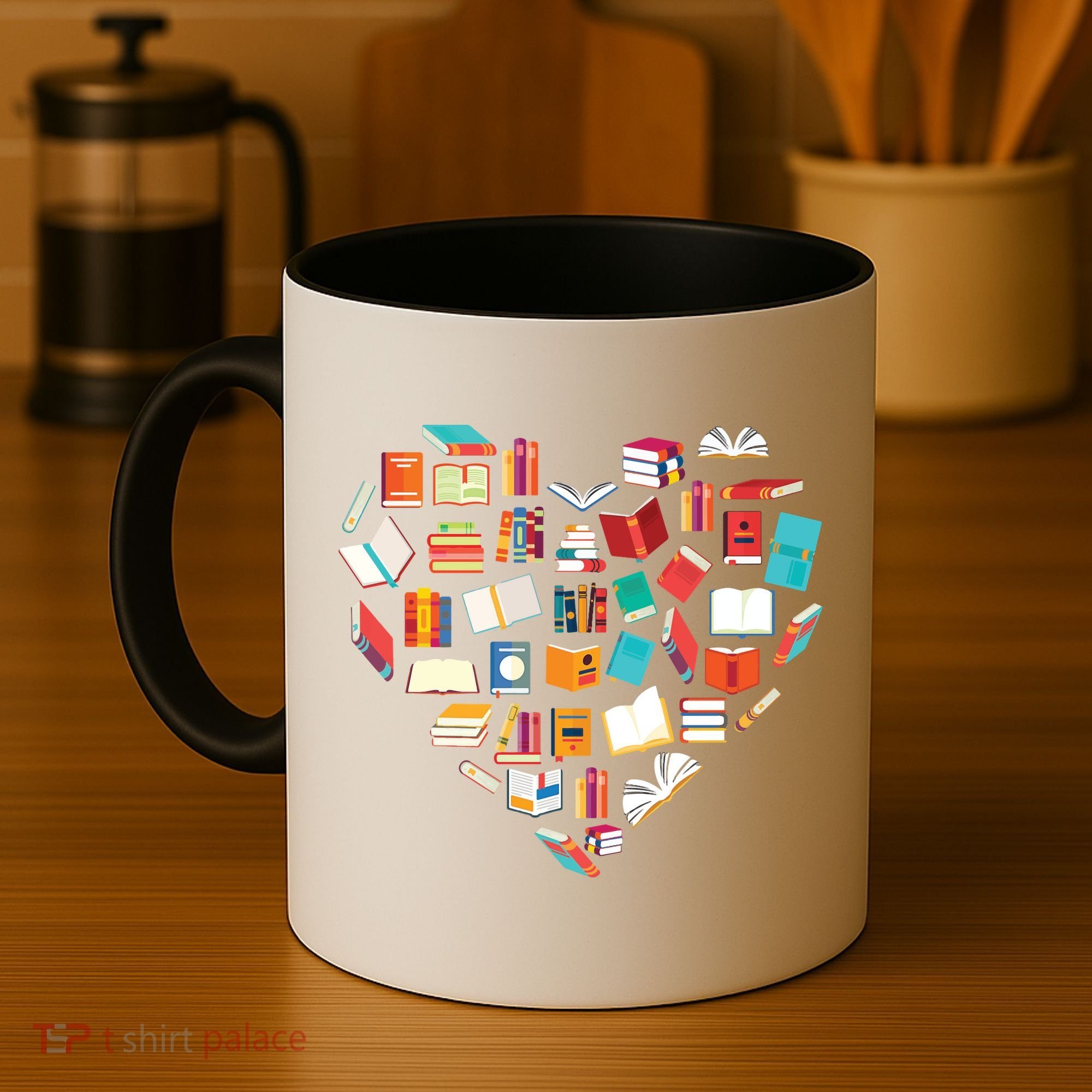 Book Lover Heart Shape Reading Club Librarian Bookworm Coffee Mug