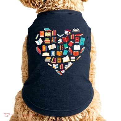 Book Lover Heart Shape Reading Club Librarian Bookworm Doggie Tank