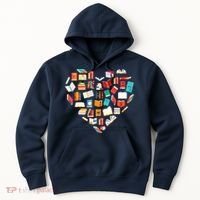 Book Lover Heart Shape Reading Club Librarian Bookworm Hoodie thumb 0