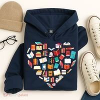 Book Lover Heart Shape Reading Club Librarian Bookworm Hoodie thumb 4