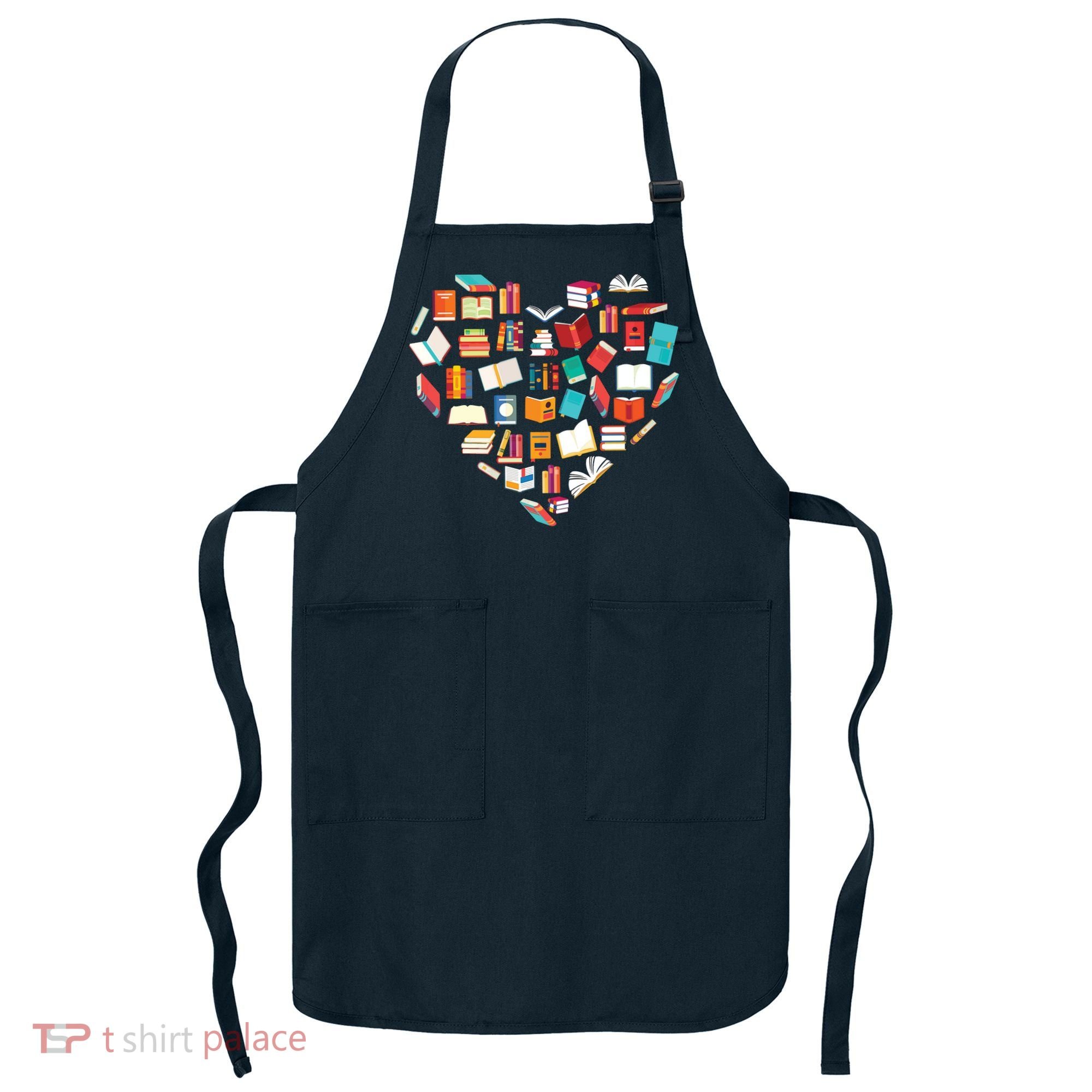 Book Lover Heart Shape Reading Club Librarian Bookworm Apron