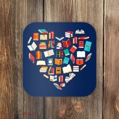 Book Lover Heart Shape Reading Club Librarian Bookworm Coaster