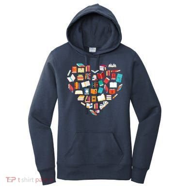 Book Lover Heart Shape Reading Club Librarian Bookworm Women's Hoodie