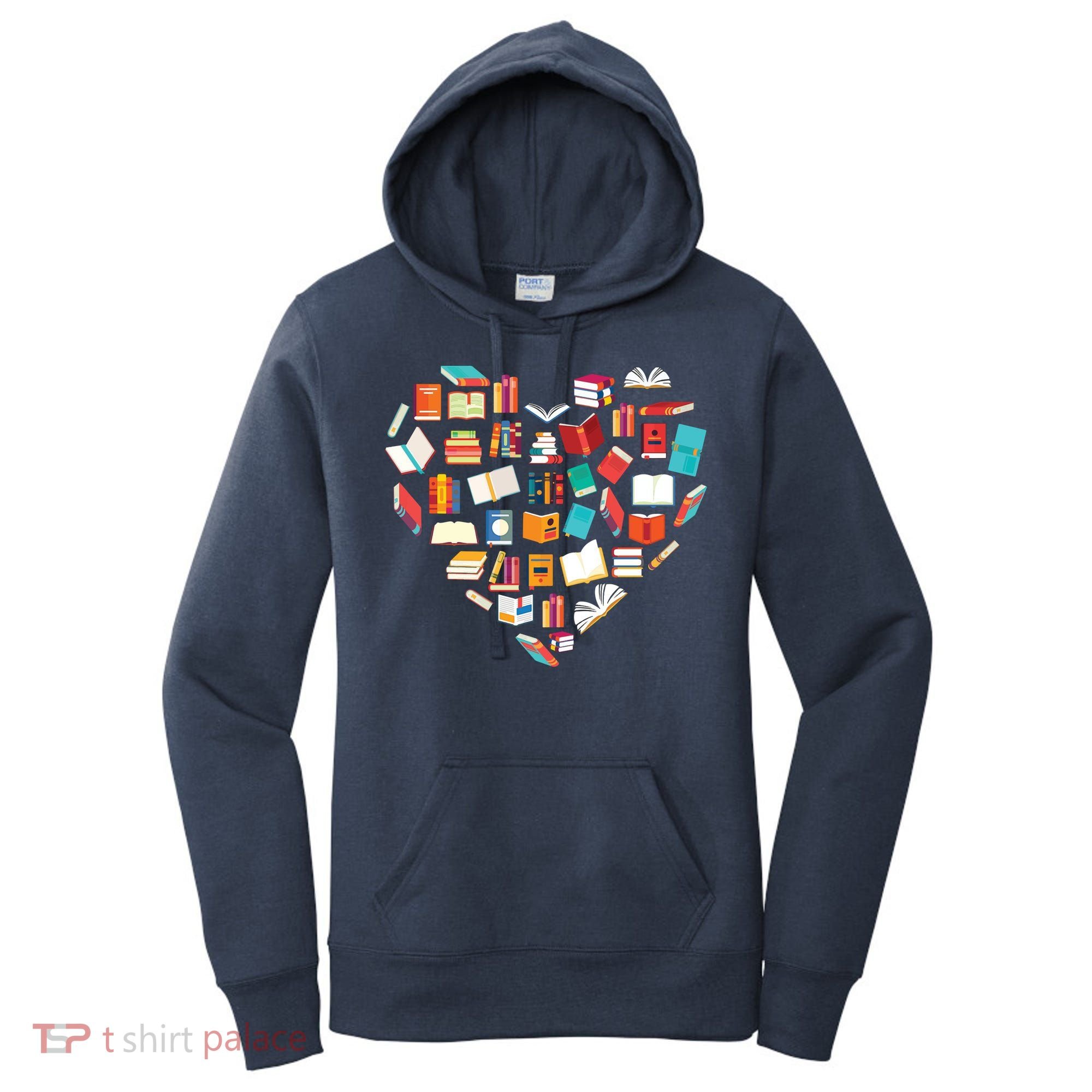 Book Lover Heart Shape Reading Club Librarian Bookworm Women's Hoodie