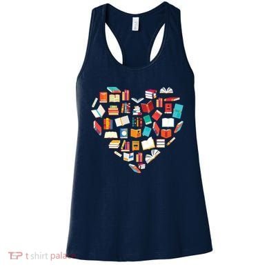 Book Lover Heart Shape Reading Club Librarian Bookworm Women's Tank Top