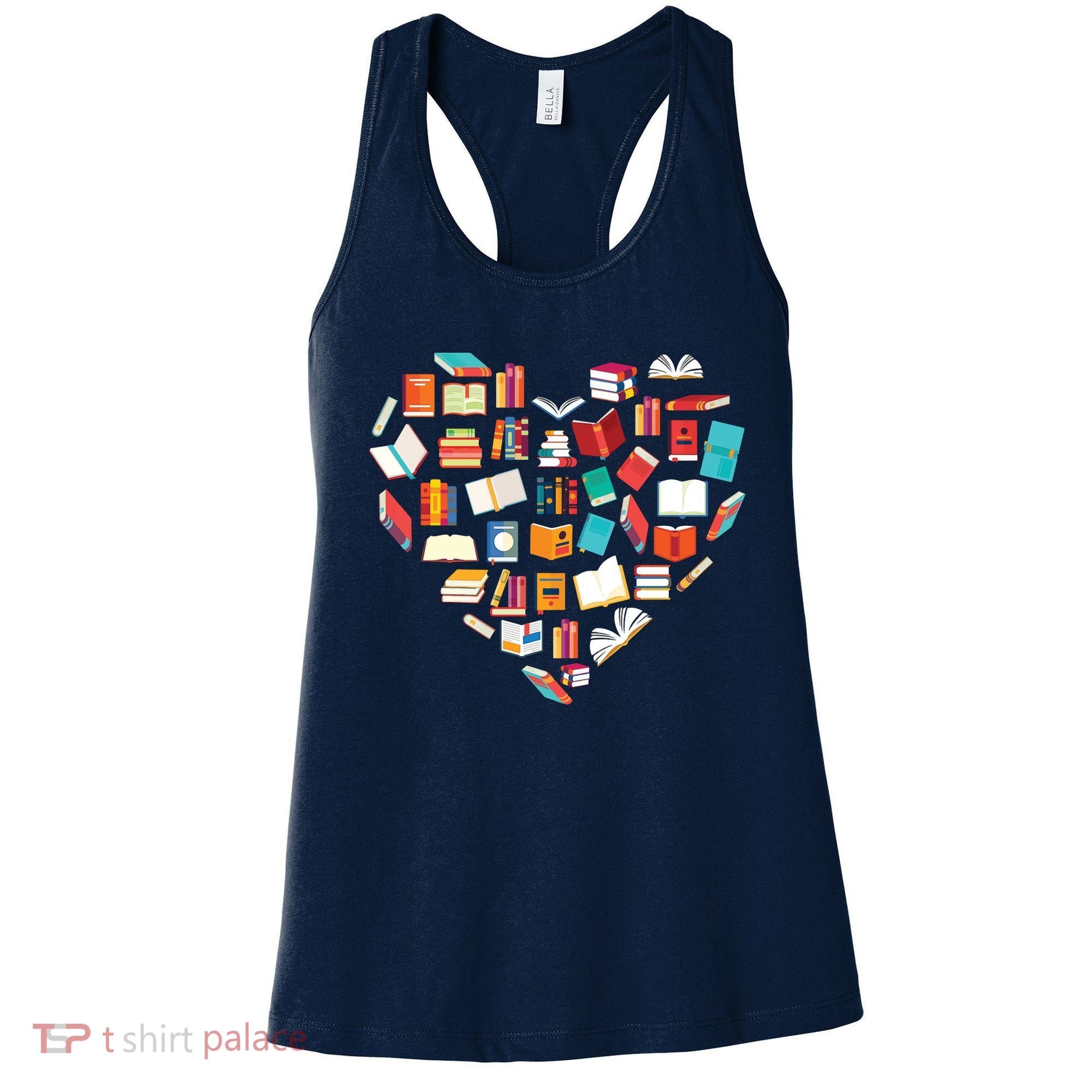 Book Lover Heart Shape Reading Club Librarian Bookworm Women's Tank Top