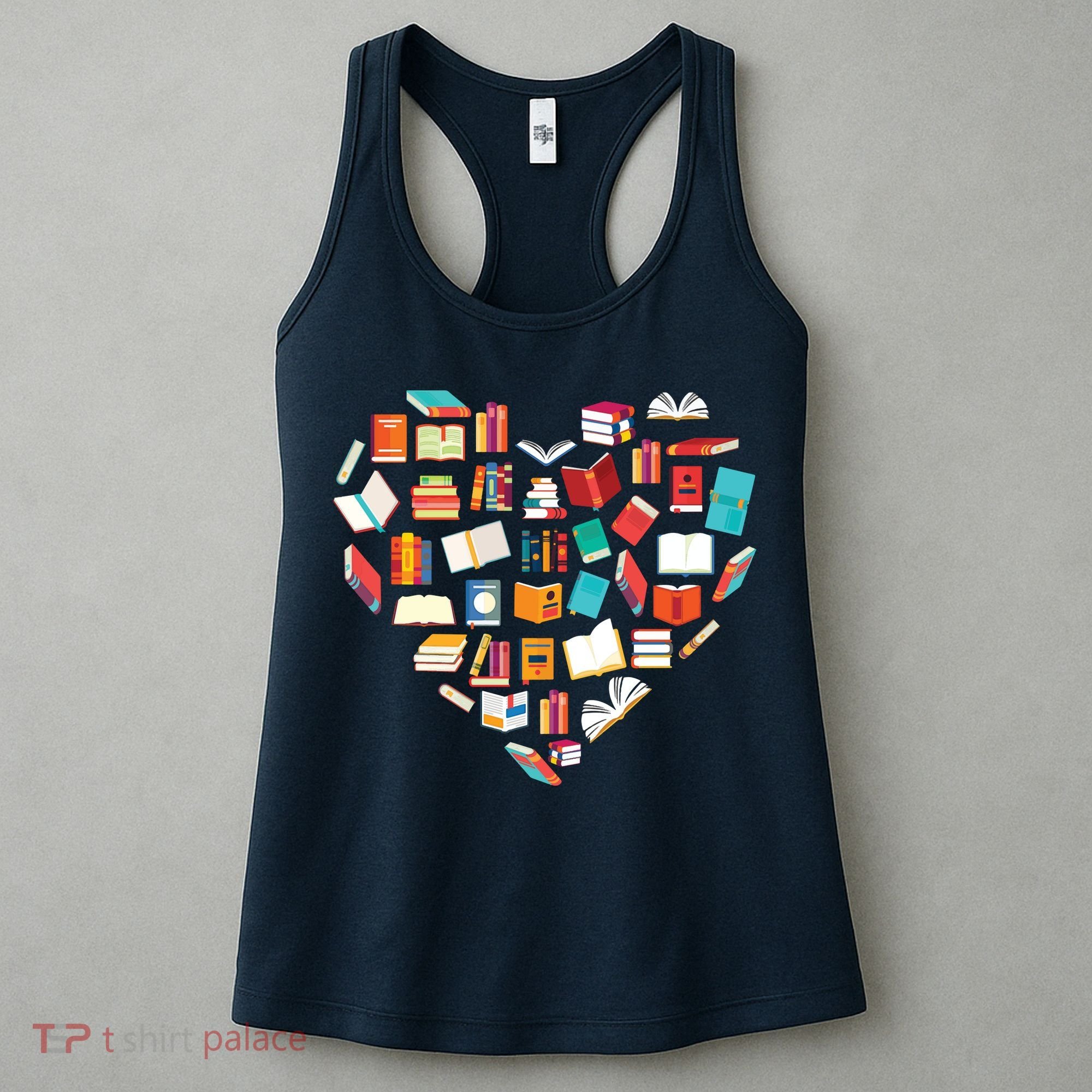Book Lover Heart Shape Reading Club Librarian Bookworm Women's Tank Top
