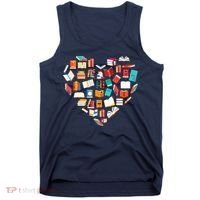 Book Lover Heart Shape Reading Club Librarian Bookworm Tank Top thumb 0