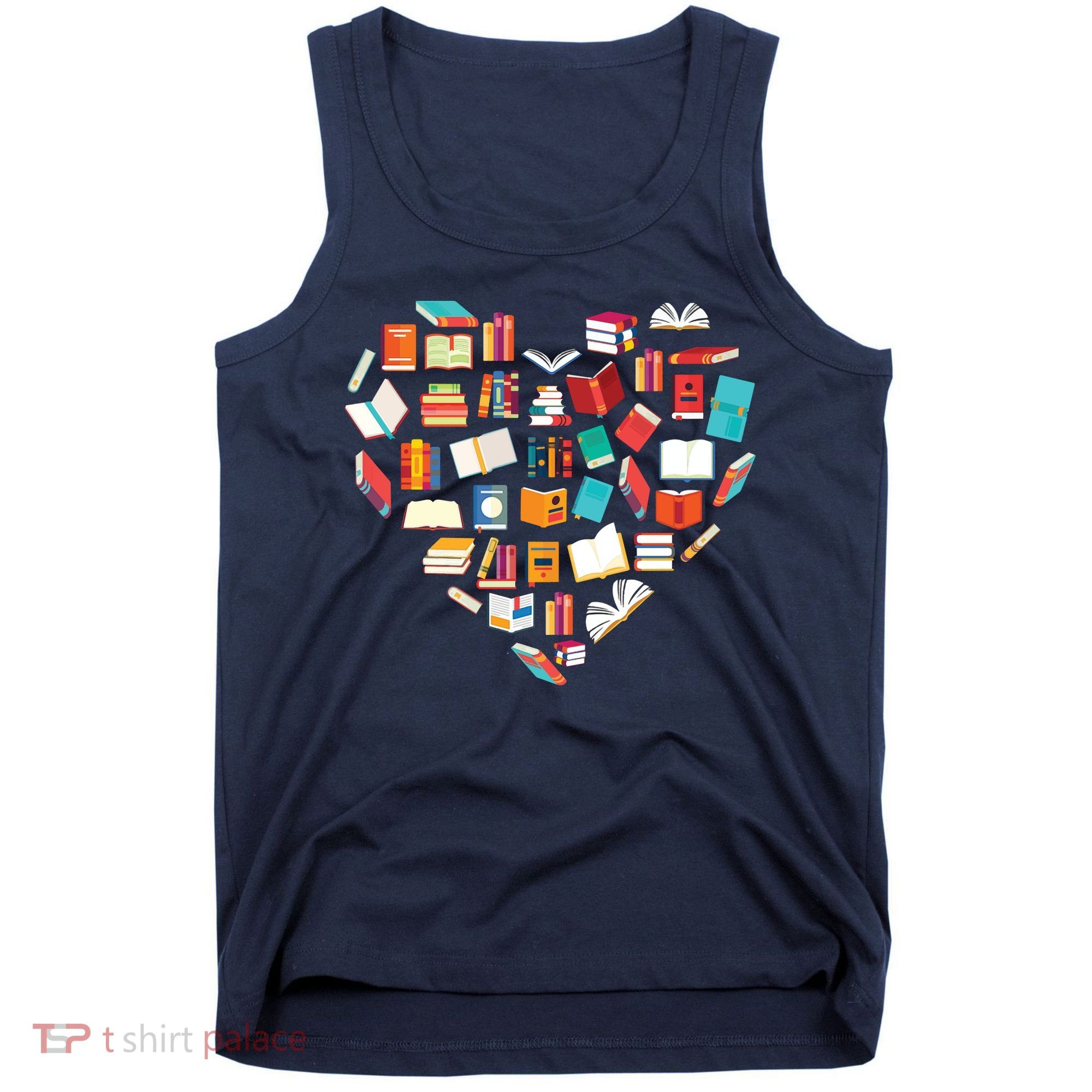 Book Lover Heart Shape Reading Club Librarian Bookworm Tank Top