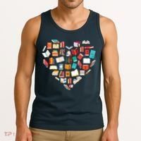 Book Lover Heart Shape Reading Club Librarian Bookworm Tank Top thumb 3