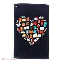 Book Lover Heart Shape Reading Club Librarian Bookworm Golf Towel thumb 0