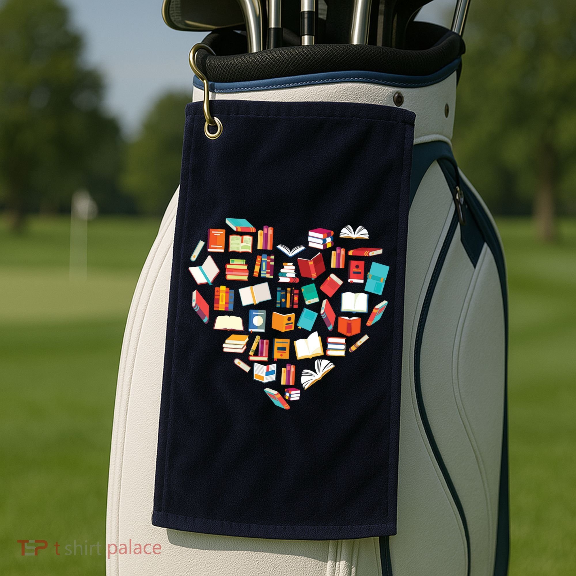 Book Lover Heart Shape Reading Club Librarian Bookworm Golf Towel
