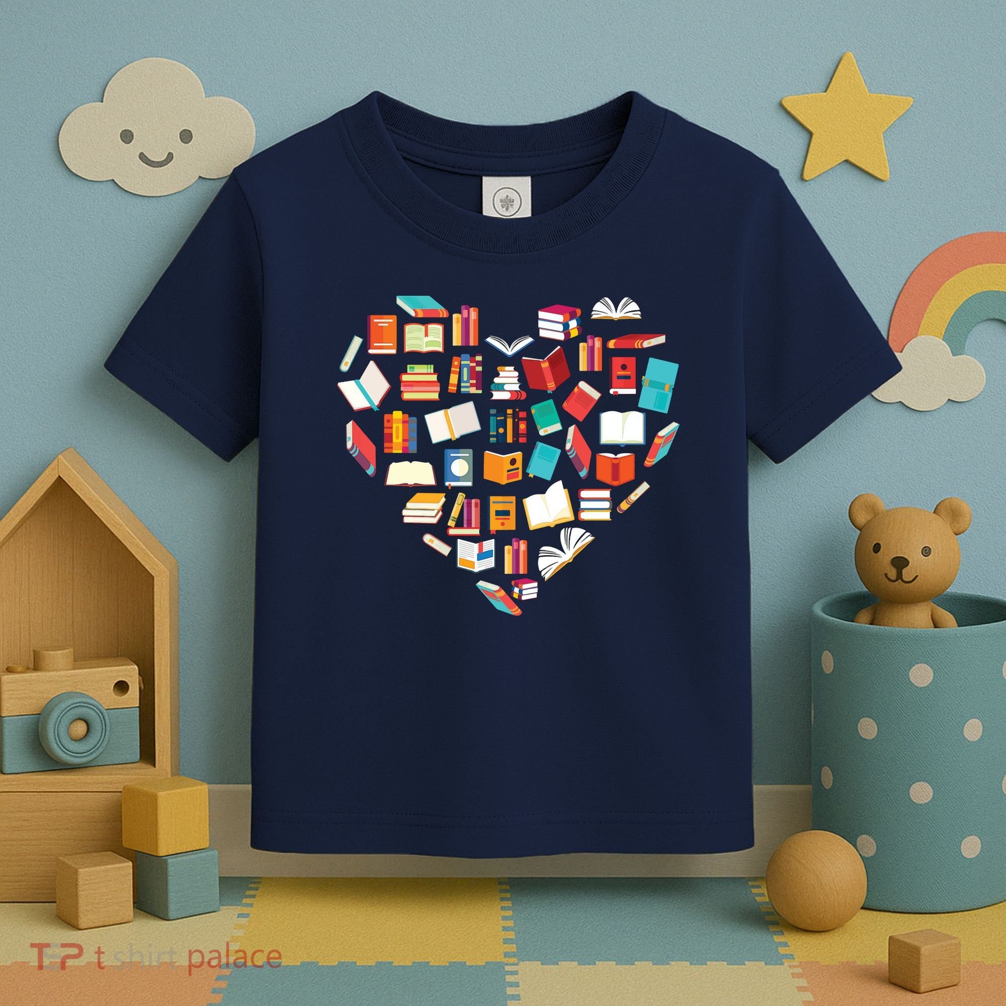 Book Lover Heart Shape Reading Club Librarian Bookworm Toddler T-Shirt