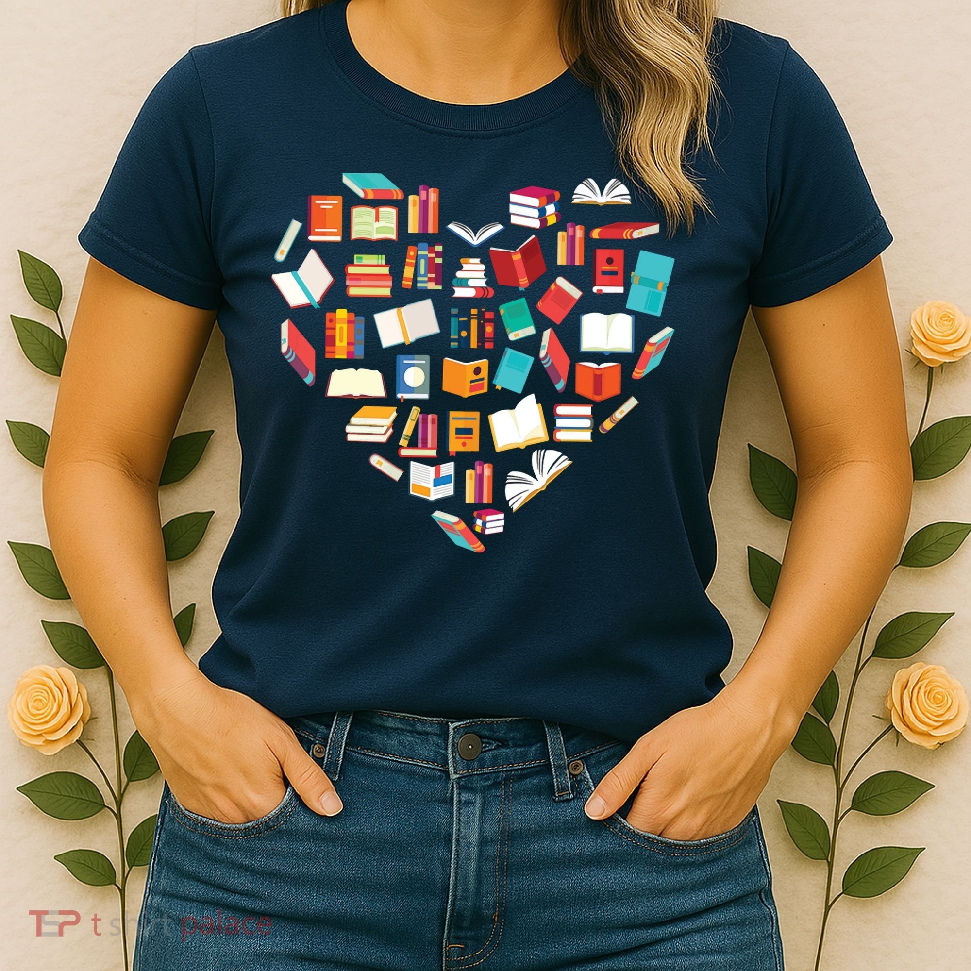 Book Lover Heart Shape Reading Club Librarian Bookworm Women's T-Shirt