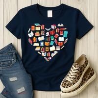 Book Lover Heart Shape Reading Club Librarian Bookworm Women's T-Shirt thumb 3