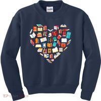 Book Lover Heart Shape Reading Club Librarian Bookworm Kids Sweatshirt thumb 0