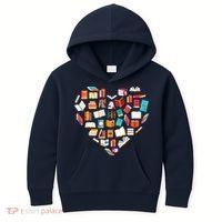 Book Lover Heart Shape Reading Club Librarian Bookworm Kids Hoodie thumb 0