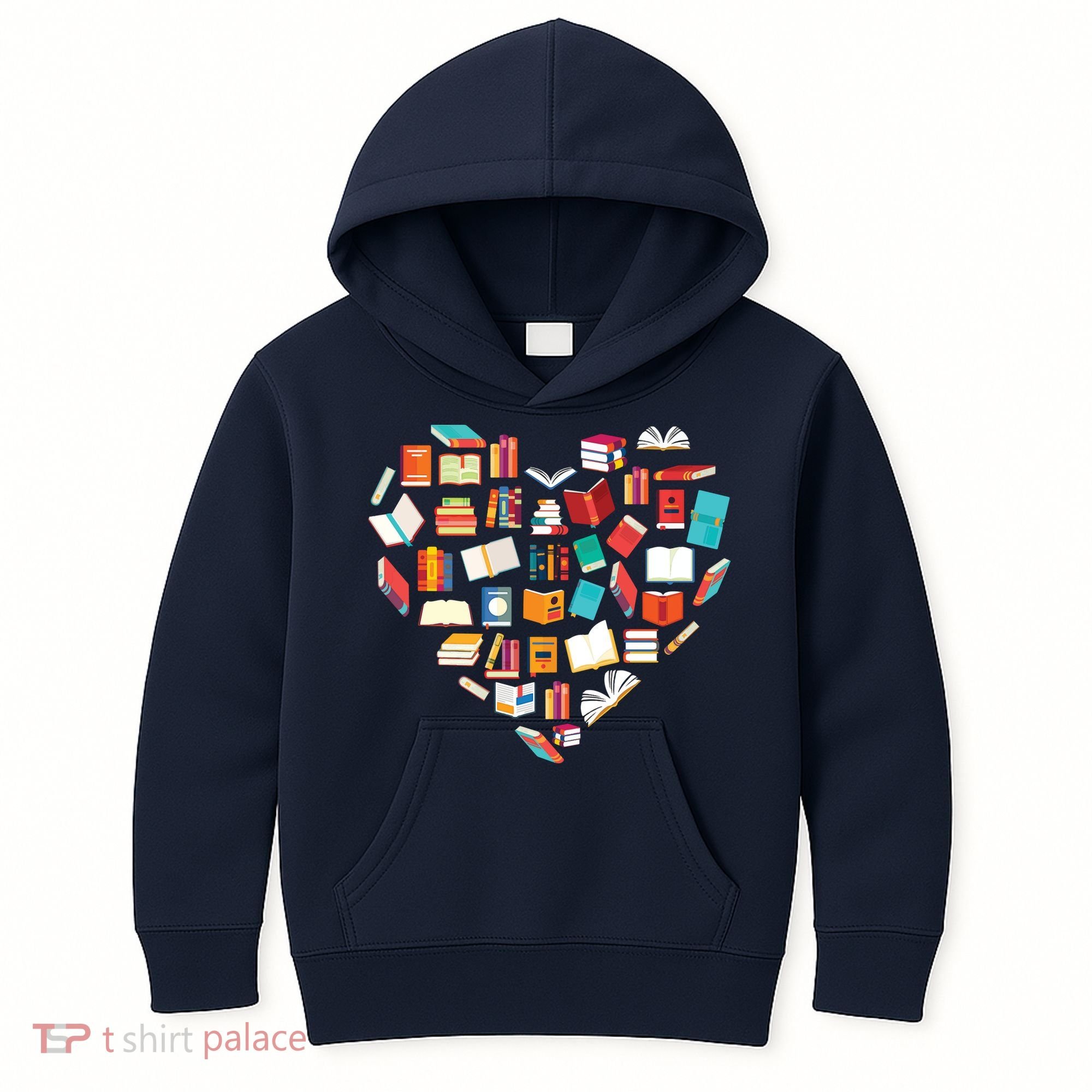 Book Lover Heart Shape Reading Club Librarian Bookworm Kids Hoodie
