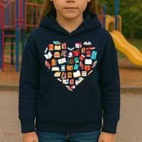 Book Lover Heart Shape Reading Club Librarian Bookworm Kids Hoodie thumb 3