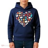 Book Lover Heart Shape Reading Club Librarian Bookworm Kids Hoodie thumb 4