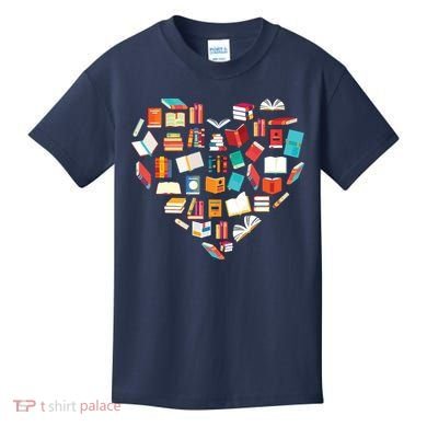 Book Lover Heart Shape Reading Club Librarian Bookworm Kids T-Shirt