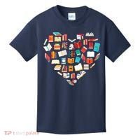 Book Lover Heart Shape Reading Club Librarian Bookworm Kids T-Shirt thumb 0