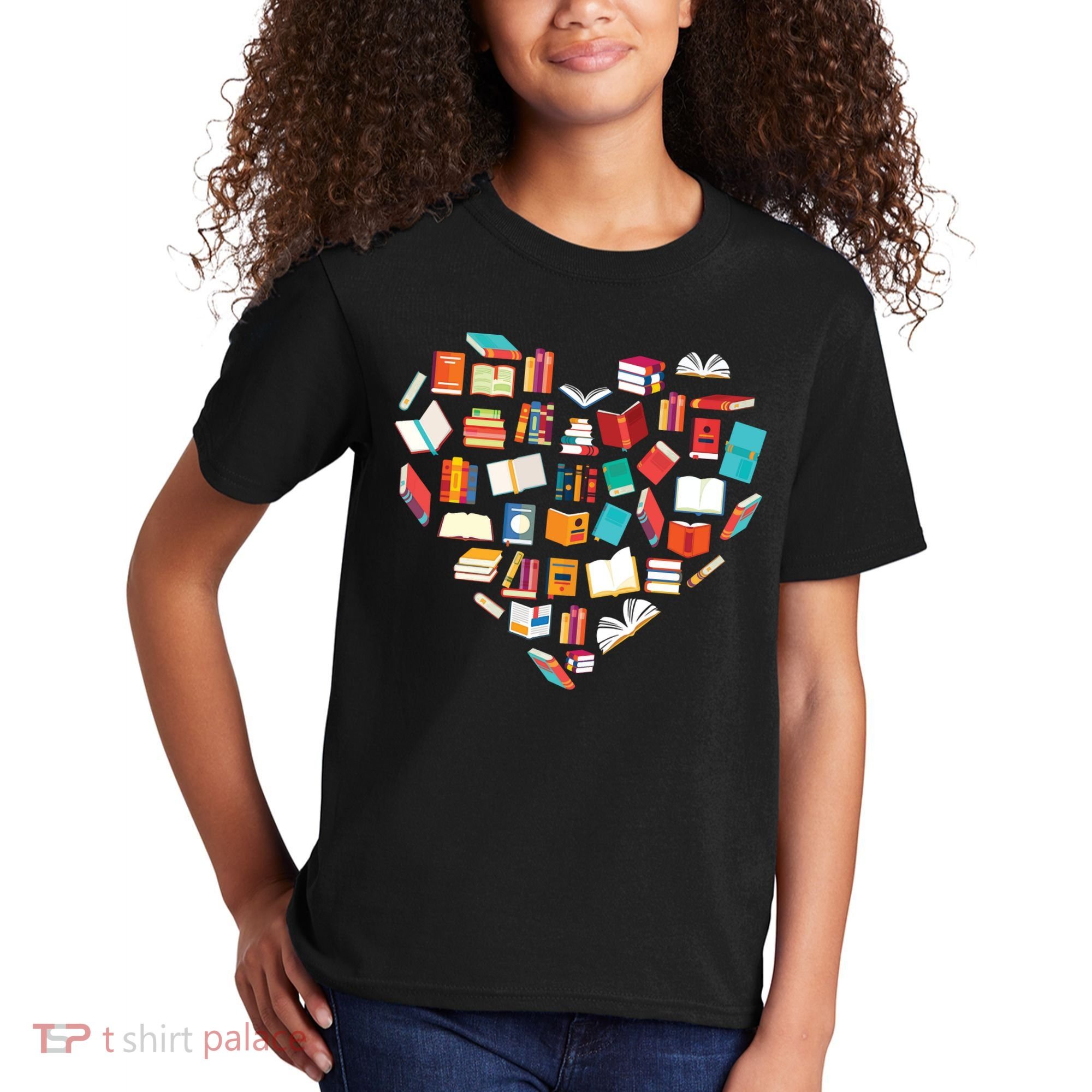 Book Lover Heart Shape Reading Club Librarian Bookworm Kids T-Shirt