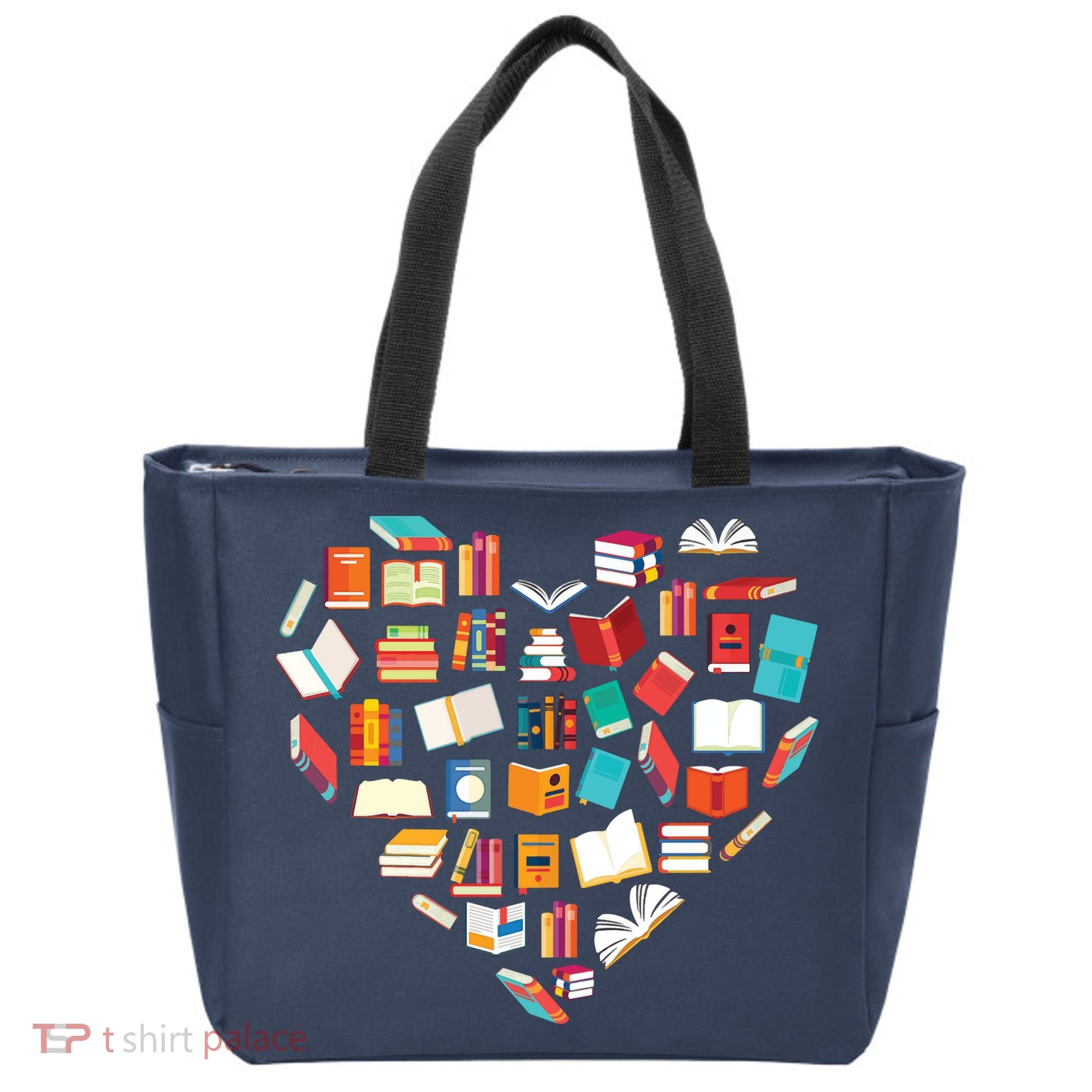 Book Lover Heart Shape Reading Club Librarian Bookworm Tote Bag