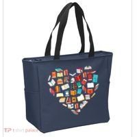 Book Lover Heart Shape Reading Club Librarian Bookworm Tote Bag thumb 2
