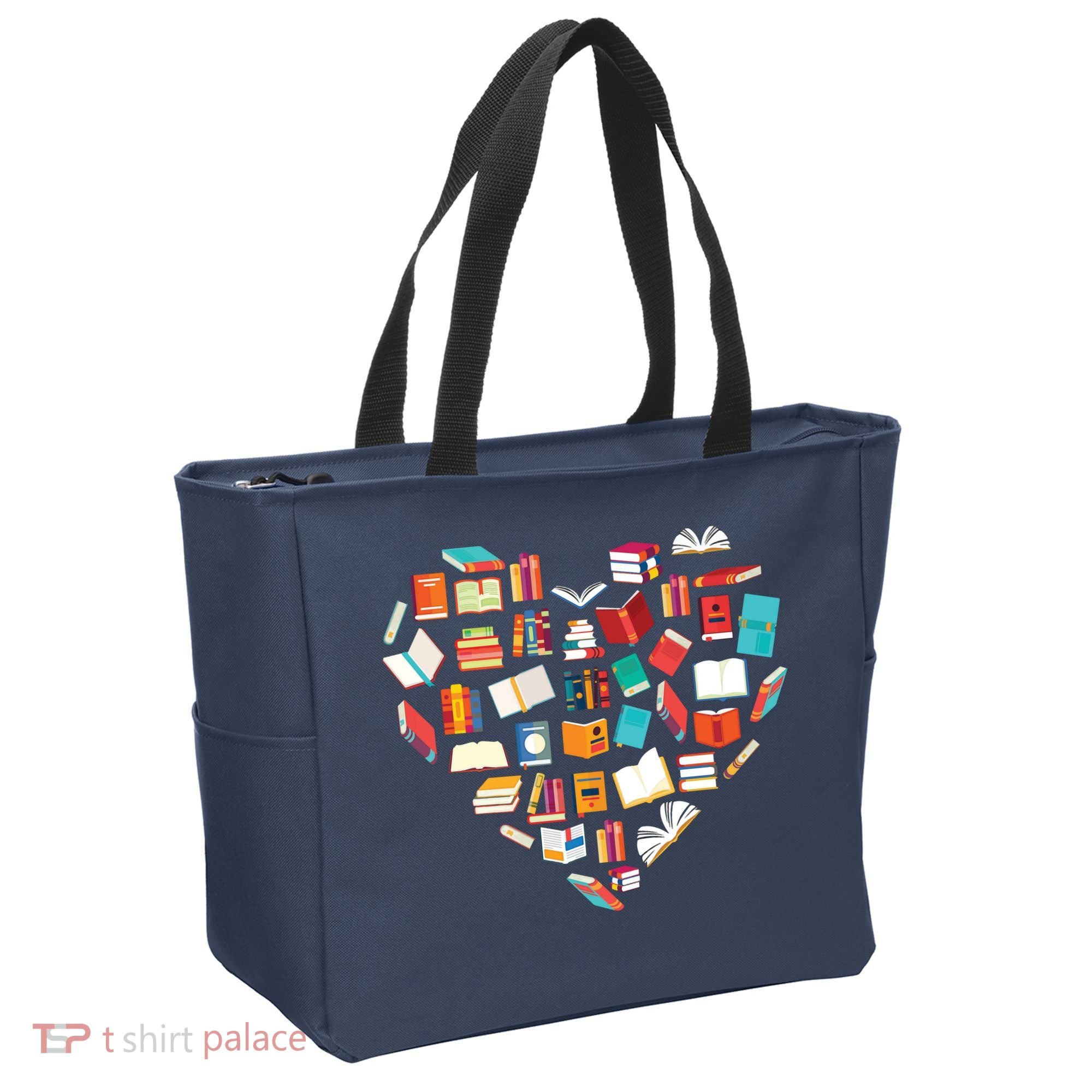 Book Lover Heart Shape Reading Club Librarian Bookworm Tote Bag
