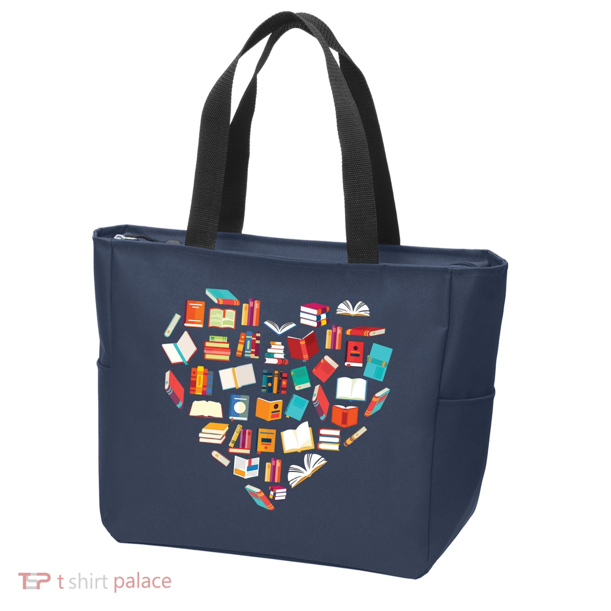 Book Lover Heart Shape Reading Club Librarian Bookworm Tote Bag