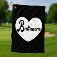 Baltimore Love Heart Support Tribute Golf Towel thumb 1